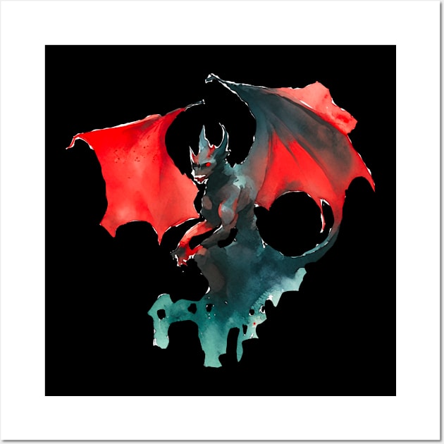 Watercolor Gargoyle Wall Art by swagmaven